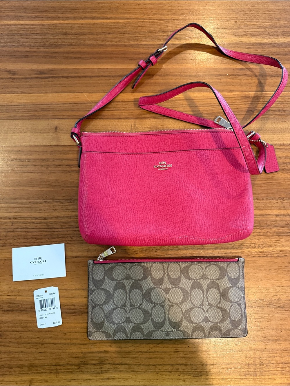 Coach East West Crossbody Bag with Pop-Out Pouch, original tag and care card